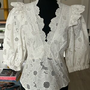 Sandro Cream Floral Lace Blouse